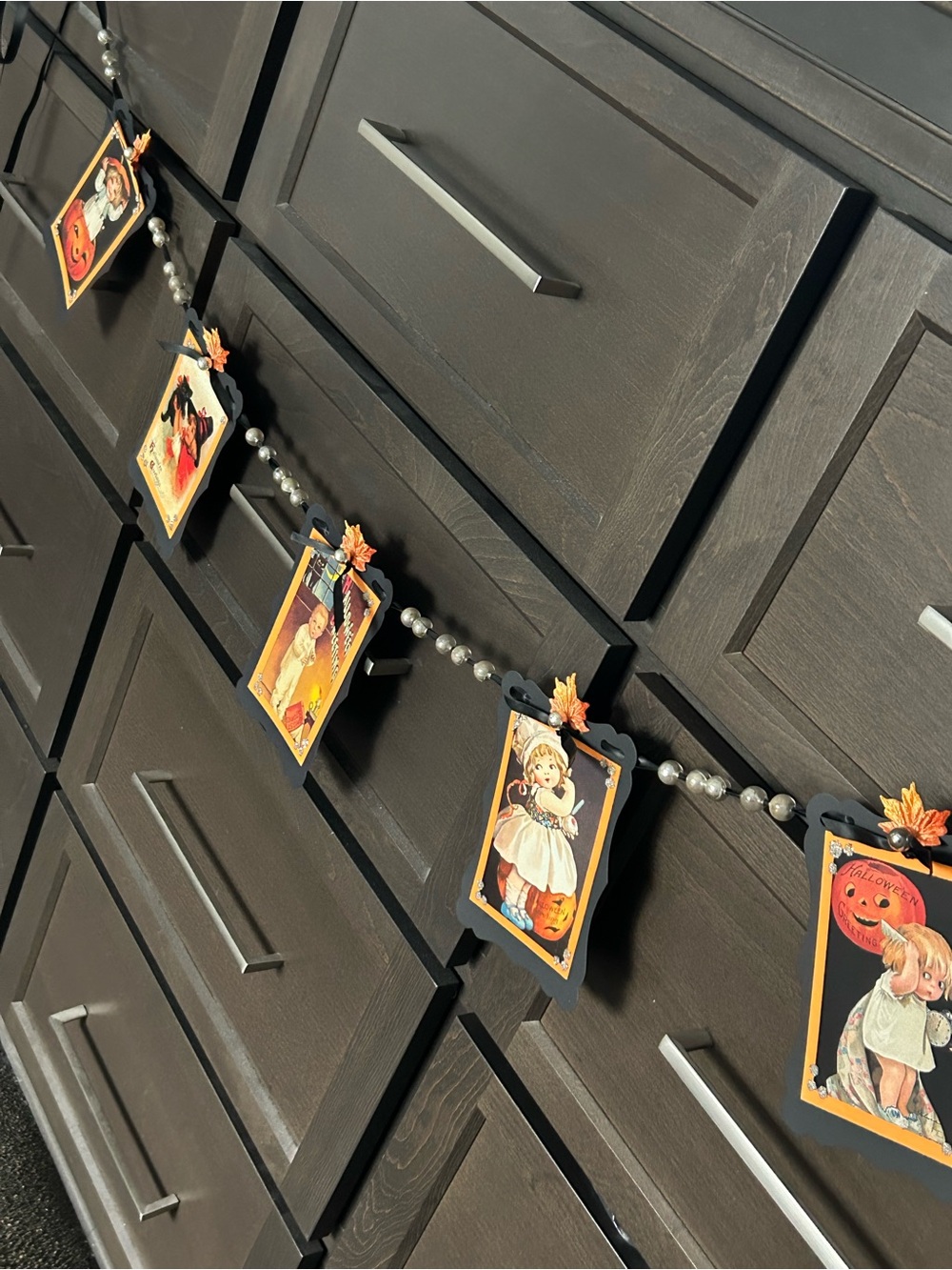 Halloween garland, vintage inspired Holiday postcards